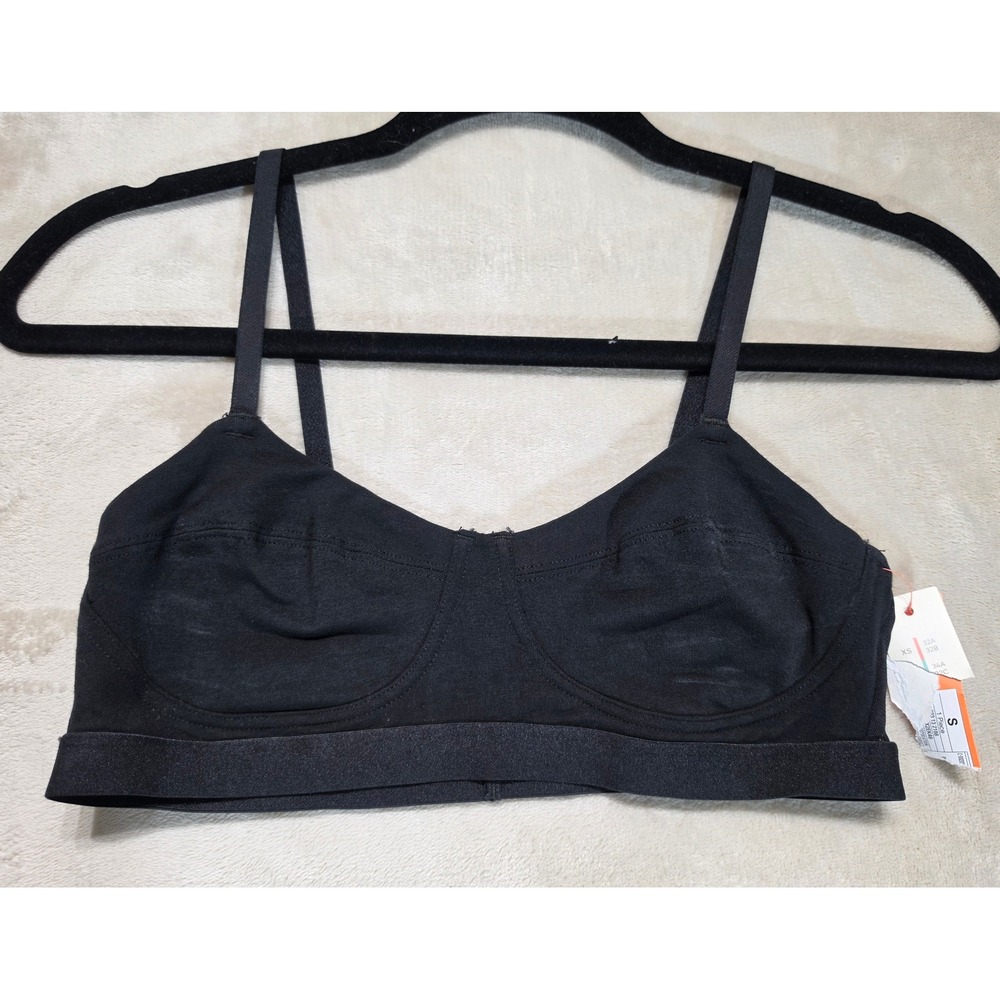 Colsie Women Black Cotton Blend Wireless Mesh Back Bralette Size Small NWT